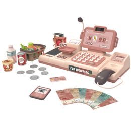 Dětská pokladna se skenerem a doplňky růžová-béžová