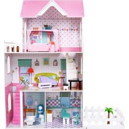 Velký dřevěný domeček pro panenky s nábytkem - 3 patra 124 cm!