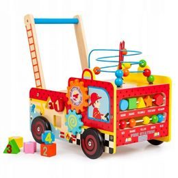 Ecotoys dřevěné multifunkční chodítko Požární auto