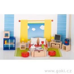Nábytek pro panenky - obývací pokoj TREND, 28 dílů