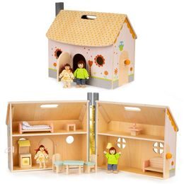 Ecotoys drevený rozkladací domček pre bábiky Little Dollhouse