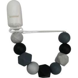 Dřevěný přívěsek na dudlík - šedá/černá, korálky