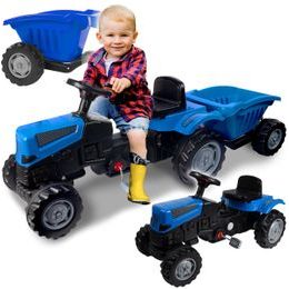 Dětský šlapací traktor s vlečkou Active Pedal modrý