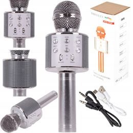 Bezdrátový karaoke mikrofon Hifi Speaker stříbrný