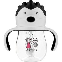 Akuku Dětská kouzelná láhev s brčkem a závažím šedá, 250 ml