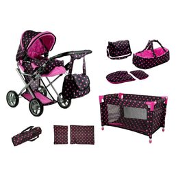 Alice kočárek 9346 pro panenky 5v1 černý