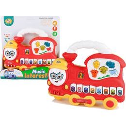 Interaktivní piano ve tvaru lokomotivy červené