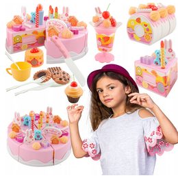 Narozeninový dort/zákusek s doplňky růžový