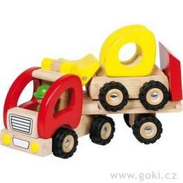 Dřevěné tahací auto s nakladačem