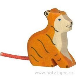 Malý sedící tygřík - vyřezávané dřevěné zvířátko