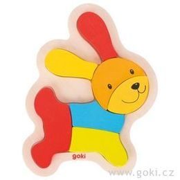 Dřevěné puzzle zajíček, 7 dílů