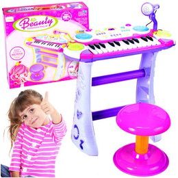 Dětské elektronické klávesy s mikrofonem a židličkou Music Keyboard růžové