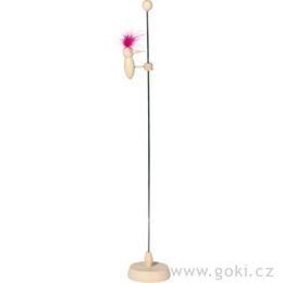 Datel na tyči s růžovým chocholem