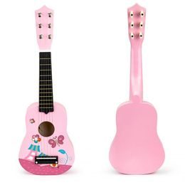 Ecotoys dětská dřevěná kytara Little Guitar růžová