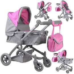 Kočárek pro panenky 4v1 kombinovaný Alice 4543 růžový