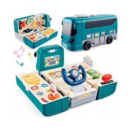 Rozkládací hudební autobus + simulátor jízdy modrý