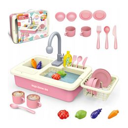 Dětský dřez s dopňky růžový