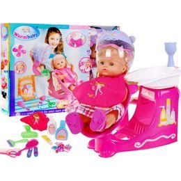 Kadeřnický salón s panenkou 39 cm a příslušenstvím Warm Baby
