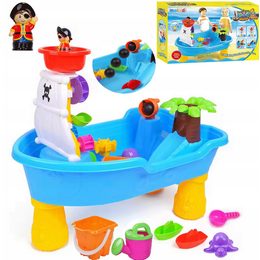 Pískoviště vodní hrací stůl Pirátská loď s dělem a koulemi