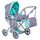 Doris kočárek pro panenky kombinovaný - 9346 šedo-mentolový