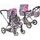 Doris kombinovaný kočárek pro panenky 2v1 šedo-růžový - 9622