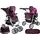 Kočárek pro panenky 2v1 s taškou - černý s růžovými puntíky