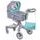SMONTOVÁNO Doris moderní hluboký kočárek pro panenky 9631 šedo-mentolový