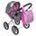 Doris kočárek pro panenky 9325 šedo-růžový Retro