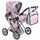 Doris kočárek pro panenky kombinovaný - 9346 světle růžový s kytičkami