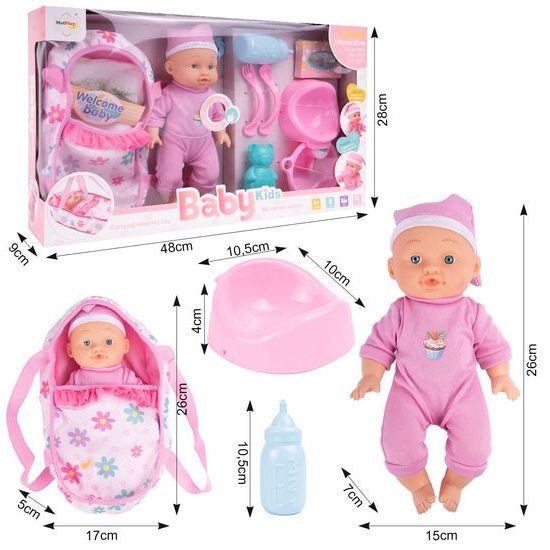 Panenka Baby Kids 26 cm s nosítkem a dalším příslušenstvím