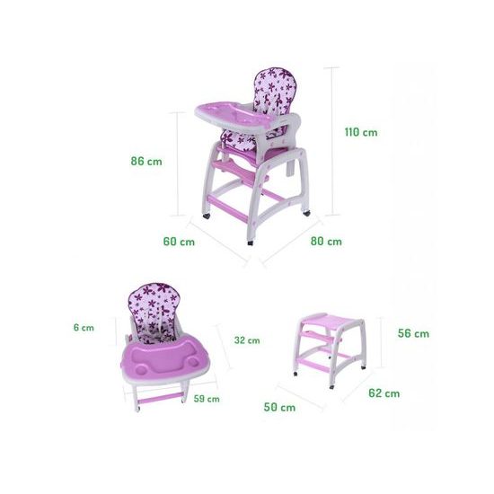 Ecotoys jídelní židlička 3v1 fialová