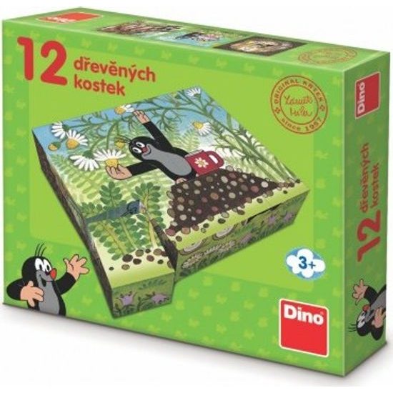 Kostky Krtek a přátelé dřevo 12ks