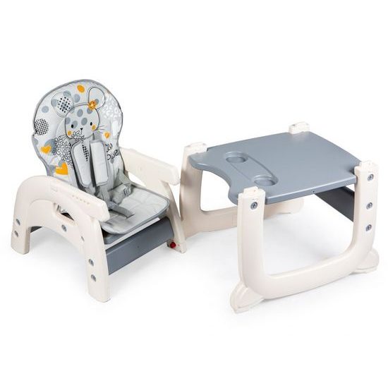 ROZBALENO Ecotoys jídelní židlička 2v1 Myška šedá