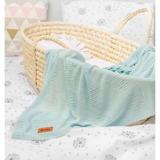 Sensillo Dětská pletená bambusová deka do kočárku 100x80 cm máta