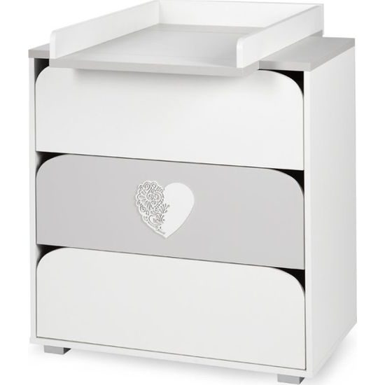 Komoda Klups Nel Srdíčko bílo/šedá