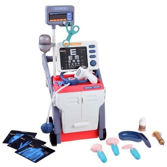 Dětský lékařský vozík Medical Cart se zvukem a příslušenstvím - růžový