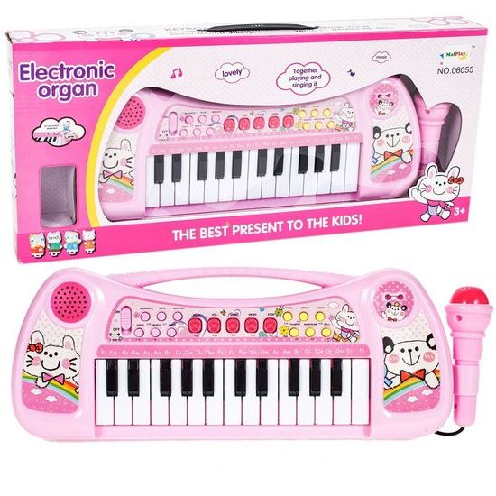 Dětské elektronické klávesy s mikrofonem Music Station růžové