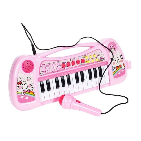 Dětské elektronické klávesy s mikrofonem Music Station růžové