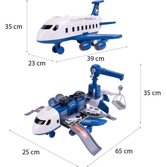 Interaktivní letadlo s autíčky, světly a zvuky DIY Airplane - modré