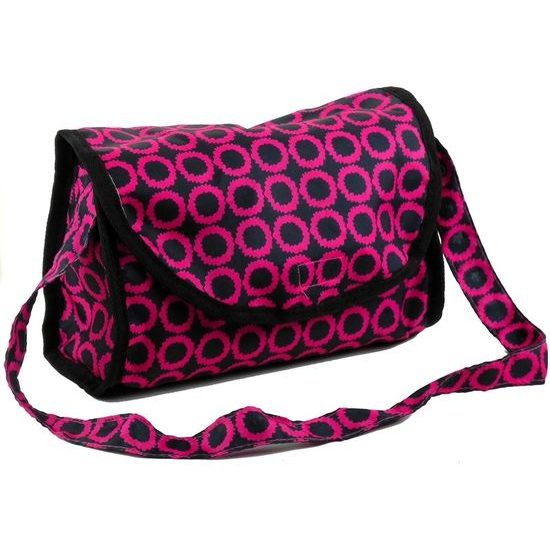 Kočárek pro panenky Alice Retro růžovo-černý vzor