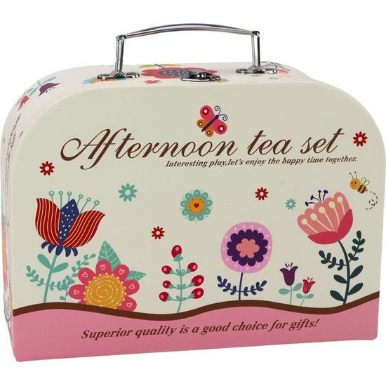 Čajový set a stojan na dorty v kufru