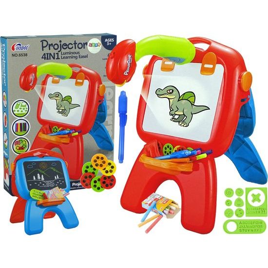 Oboustranná tabule s projektorem a doplňky - červená