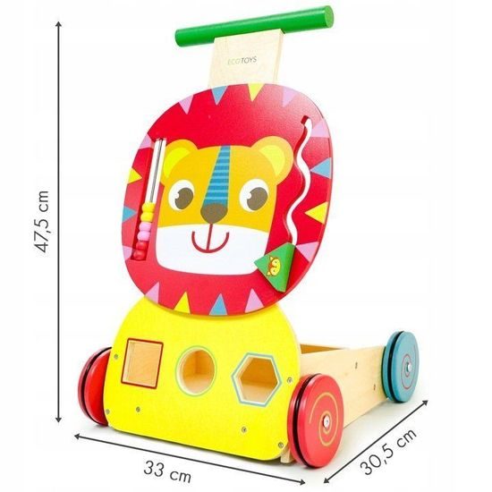 Ecotoys dřevěné edukační chodítko 2v1 Lvíček