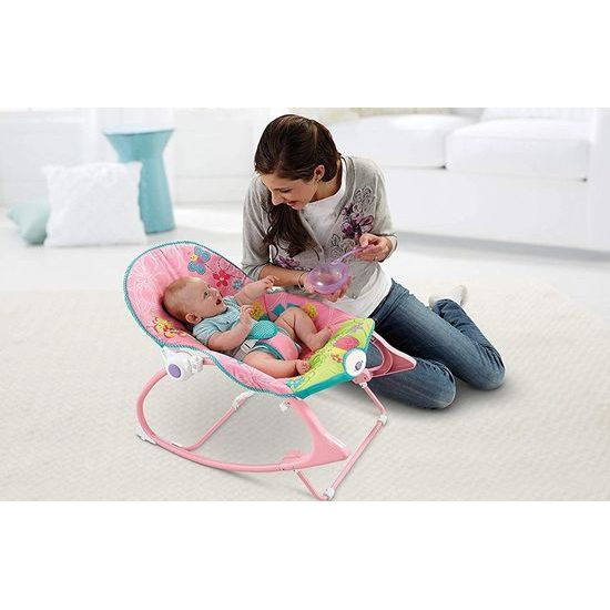 Dojčenské ležadlo 3v1 s vibráciami Baby Rocker ružové