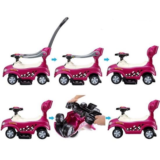 Odrážedlo Super Coupe s vodící tyčí 3v1 fialové