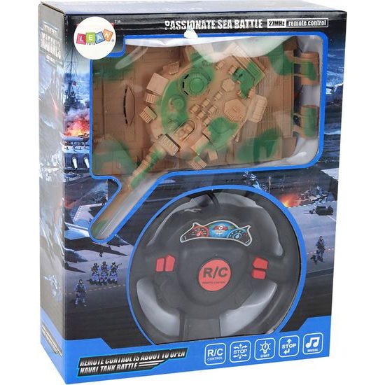 Tank RC na dálkové ovládání se zvuky a světly, světlé hnědá