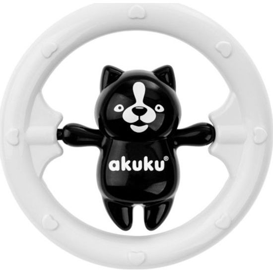 Chrastítko Akuku medvídek černobílý, Bílá