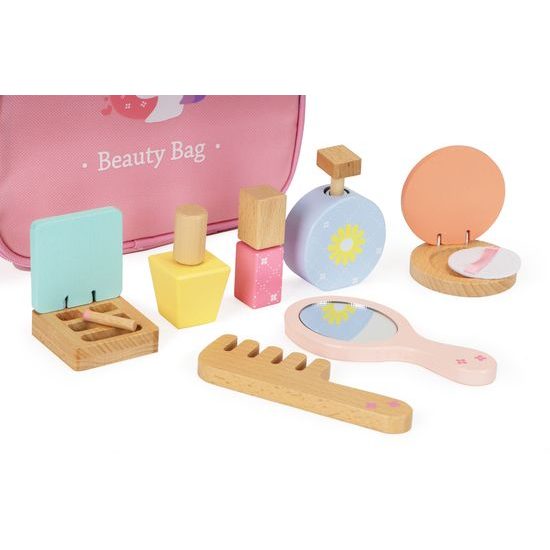 Ecotoys dřevěná kosmetická souprava Beauty Bag 7 součástí