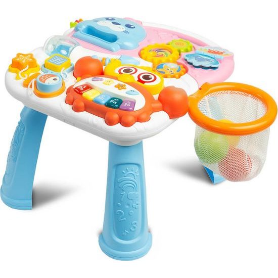 Odstrkovadlo a edukační stůl 2v1 Spark - růžová