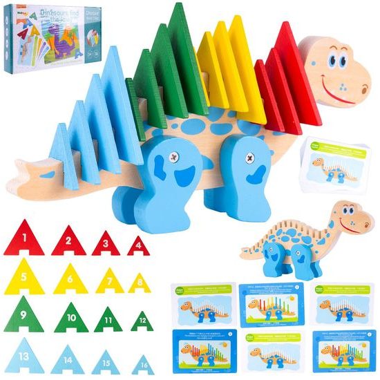 Dřevěná ukládačka pro děti Dinosaurus